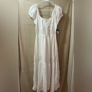 Arizona Jean Co White Eyelet Maxi Peasant Dress – Puff Sleeve Boho Style
